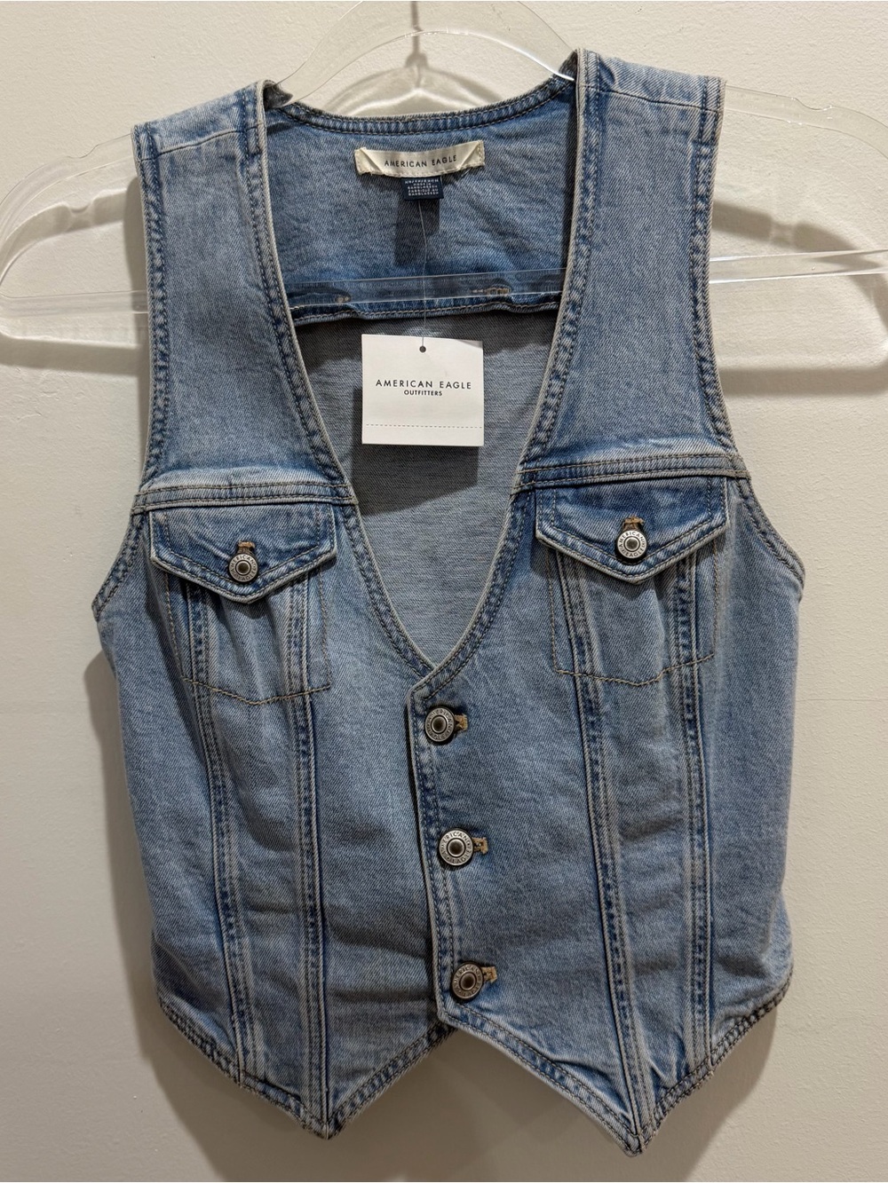 NEW American Eagle Light Wash Denim Vest